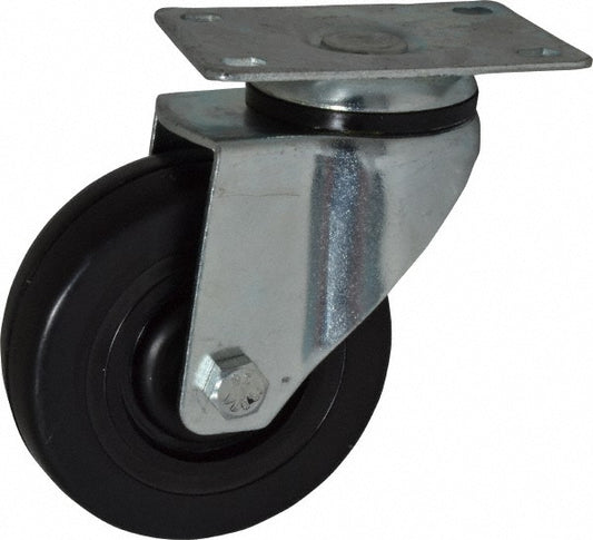 Fairbanks 03-4-HR Swivel Top Plate Caster Hard Rubber, 4" Wheel Dia, 1-1/4" Wheel Width, 275 lb Capacity, 5-13/32" OAH