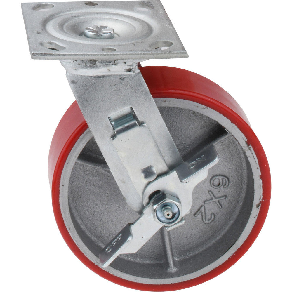 Value Collection VES6X2MOPTBK Swivel Top Plate Caster Polyurethane, 6" Wheel Dia, 2" Wheel Width, 1,200 lb Capacity, 7-1/2" OAH
