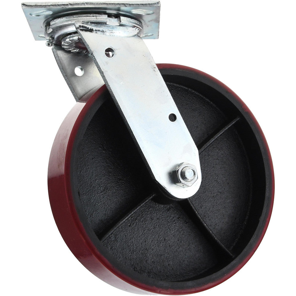 Value Collection GMC-SI-0080 Swivel Top Plate Caster Polyurethane, 8" Wheel Dia, 2" Wheel Width, 1,200 lb Capacity, 9-1/2" OAH