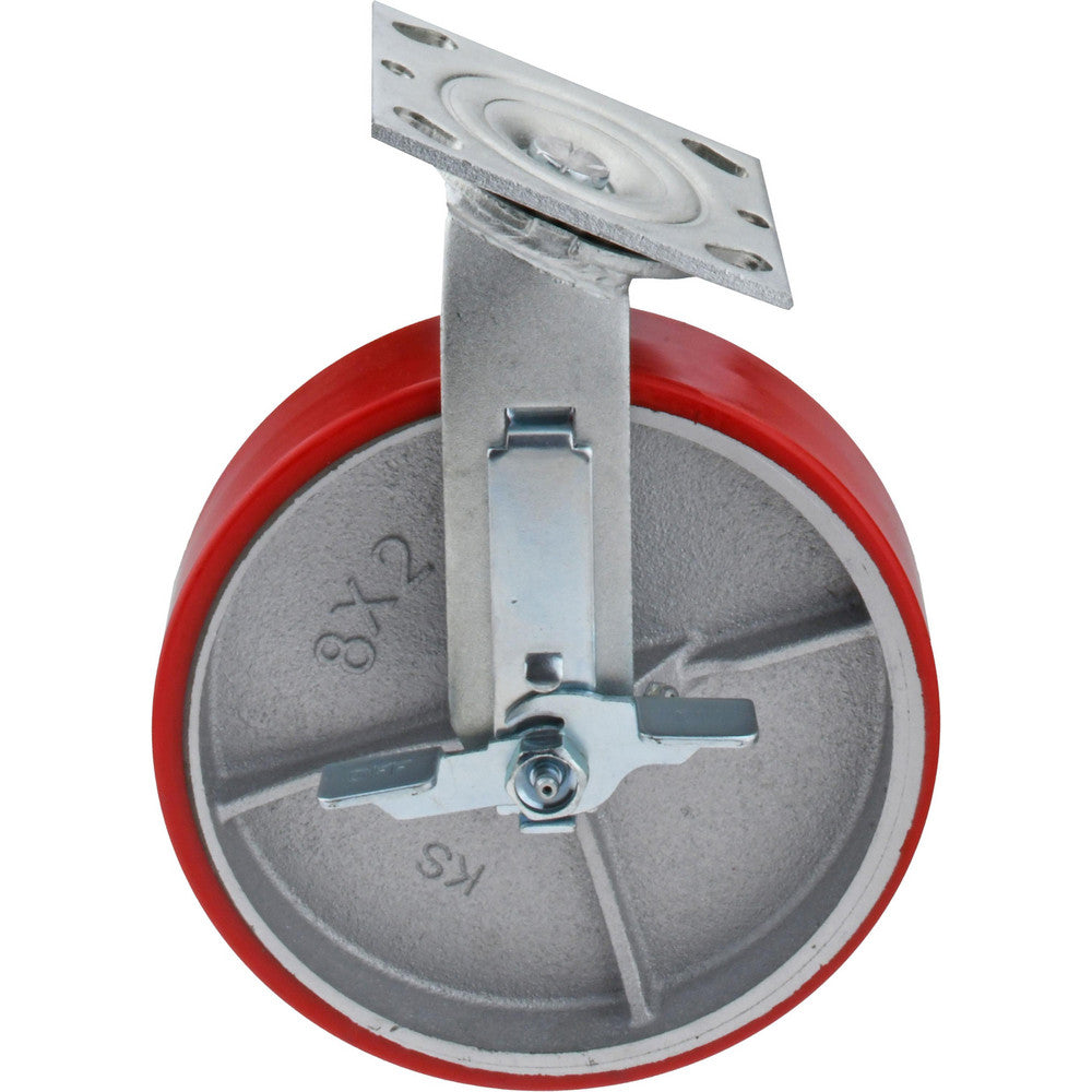 Value Collection VES8X2MOPTBK Swivel Top Plate Caster Polyurethane, 8" Wheel Dia, 2" Wheel Width, 1,200 lb Capacity, 9-1/2" OAH