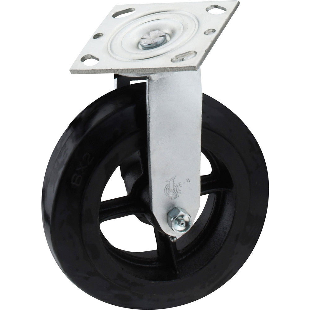 Value Collection VES8X2MOR Swivel Top Plate Caster Rubber, 8" Wheel Dia, 2" Wheel Width, 600 lb Capacity, 9-1/2" OAH