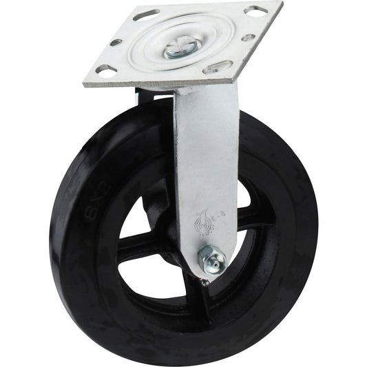 Value Collection VES8X2MOR Swivel Top Plate Caster Rubber, 8" Wheel Dia, 2" Wheel Width, 600 lb Capacity, 9-1/2" OAH