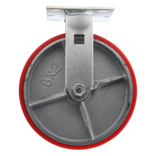 Value Collection VER8X2MOP Rigid Top Plate Caster Polyurethane, 8" Wheel Dia, 2" Wheel Width, 1,200 lb Capacity, 9-1/2" OAH