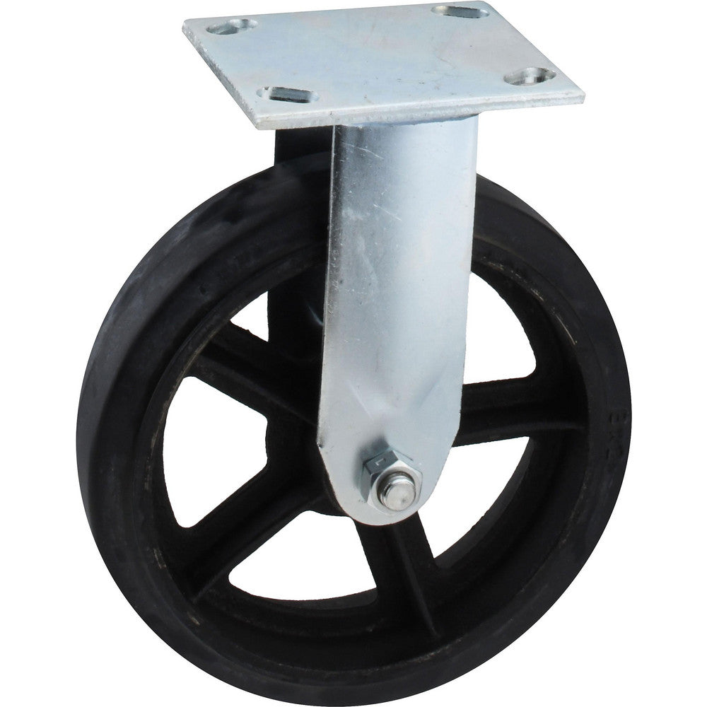 Value Collection VER8X2MOR Rigid Top Plate Caster Rubber, 8" Wheel Dia, 2" Wheel Width, 600 lb Capacity, 9-1/2" OAH