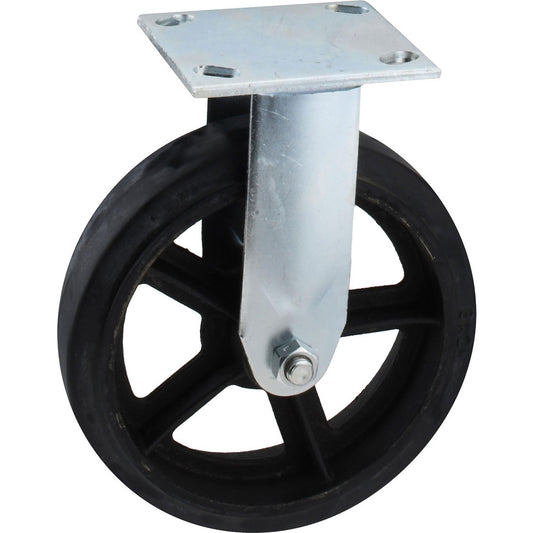 Value Collection VER8X2MOR Rigid Top Plate Caster Rubber, 8" Wheel Dia, 2" Wheel Width, 600 lb Capacity, 9-1/2" OAH