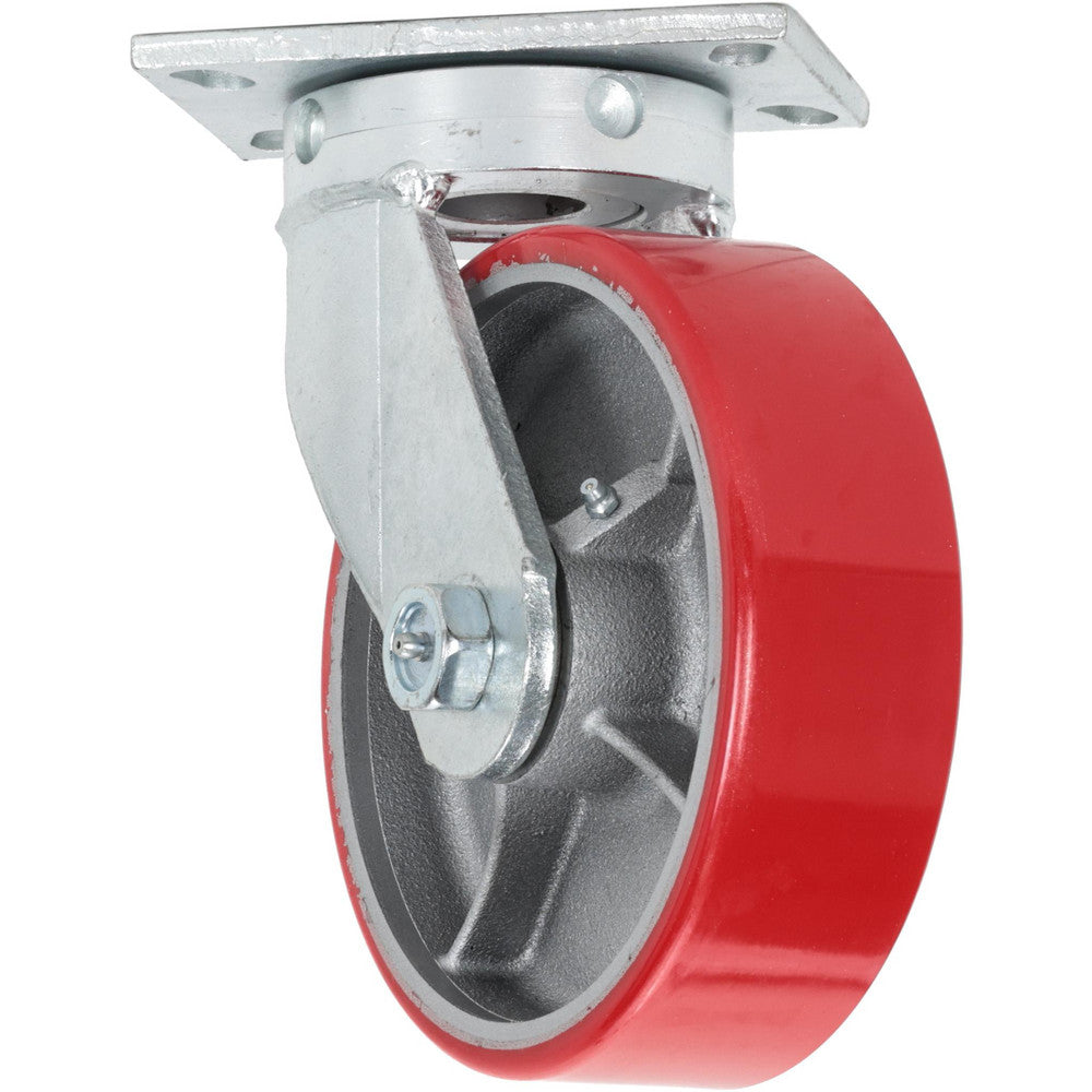 Value Collection GMC-SH-0002 Swivel Top Plate Caster Polyurethane, 8" Wheel Dia, 2-1/2" Wheel Width, 1,800 lb Capacity, 10-1/8" OAH