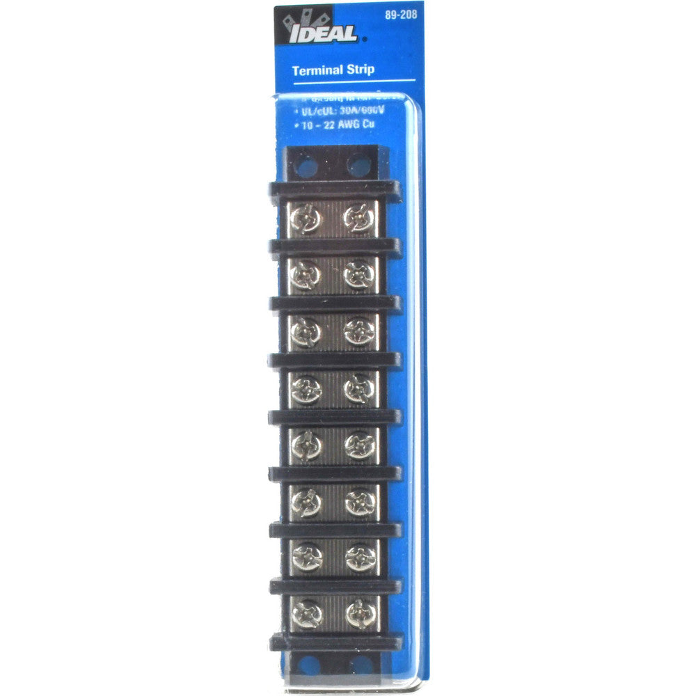 Ideal 89-208 8 Poles, 600 Volt, 30 Amp, -40 to 266&degF, Polyester Thermoplastic, Polyester Thermoplastic Multipole Terminal Block