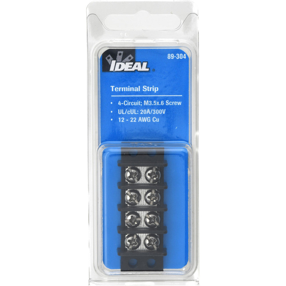 Ideal 89-304 4 Poles, 300 Volt, 30 Amp, -40 to 266&degF, Polyester Thermoplastic, Polyester Thermoplastic Multipole Terminal Block