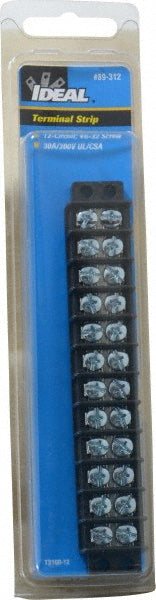 Ideal 89-312 12 Poles, 300 Volt, 30 Amp, -40 to 266&degF, Polyester Thermoplastic, Polyester Thermoplastic Multipole Terminal Block