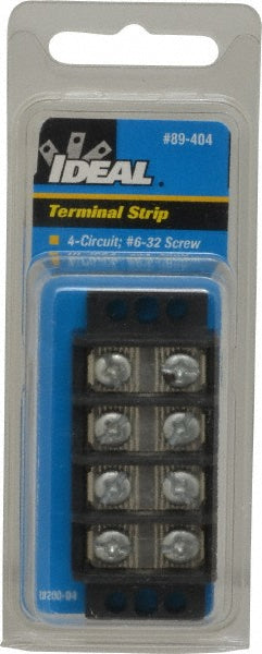 Ideal 89-404 4 Poles, 300 Volt, 30 Amp, -40 to 266&degF, Polyester Thermoplastic, Polyester Thermoplastic Multipole Terminal Block
