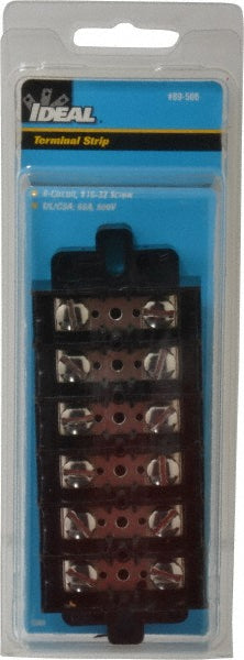 Ideal 89-506 6 Poles, 600 Volt, 60 Amp, -40 to 266&degF, Polyester Thermoplastic, Polyester Thermoplastic Multipole Terminal Block