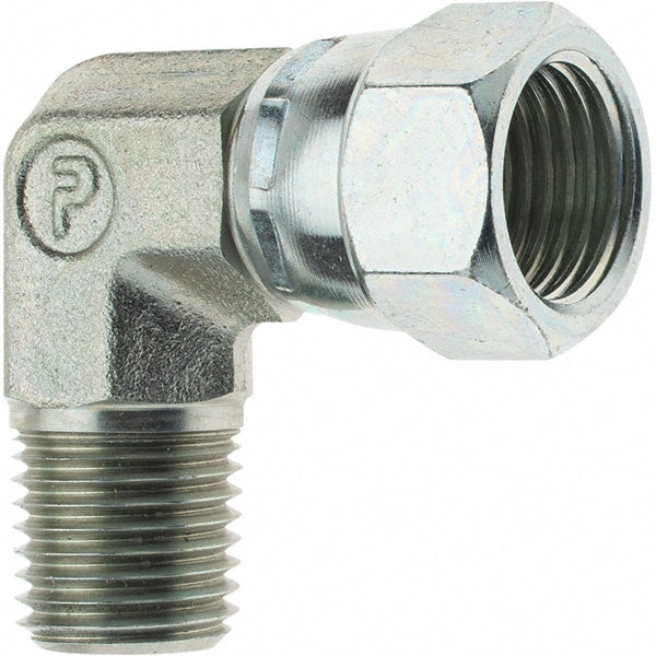 Parker 6 X6EF-S Steel Flared Tube 90 Deg Swivel Elbow 3/8" OD, 37 deg Flared Angle