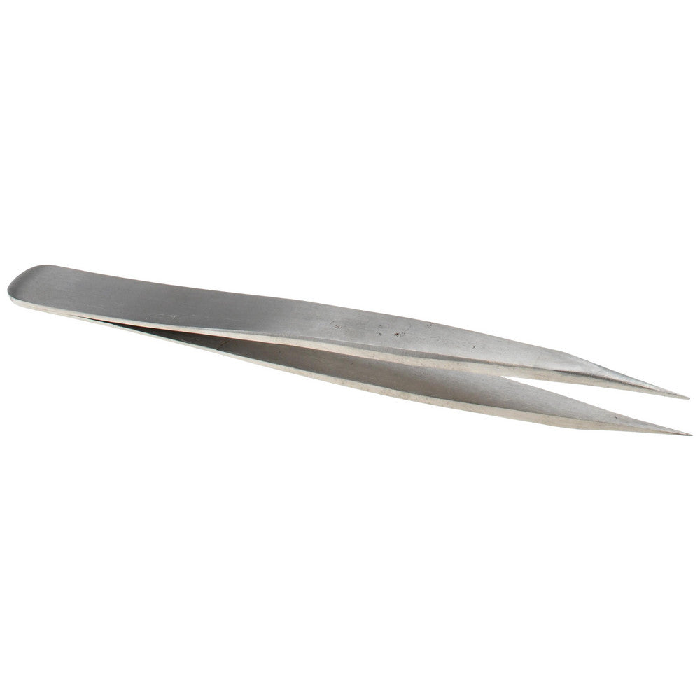 Value Collection 10453SA Dumont-Style Swiss Pattern Tweezer OO-SA, Stainless Steel, Thick Shank with Flat Edge, Honed & Blunt Point Tip, 4-3/4" OAL