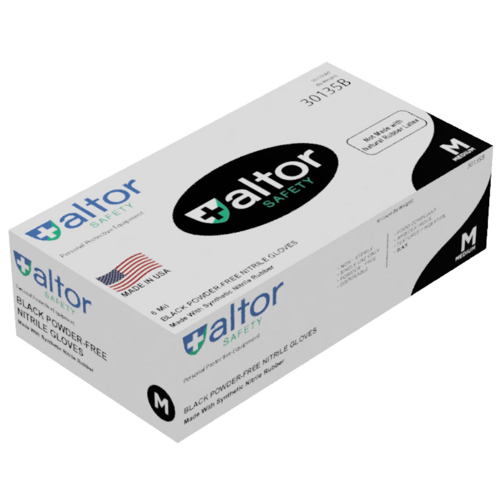 Altor Safety 30135B Disposable Glove Size Medium, 6.0 mil, Nitrile, Food Grade, Powder-Free