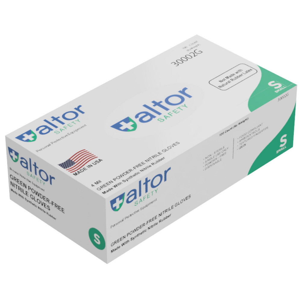Altor Safety 30002G Disposable Glove Size Small, 4.0 mil, Nitrile, Food Grade, Powder-Free