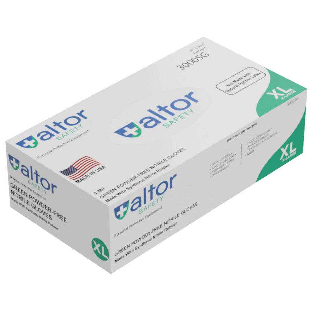 Altor Safety 30005G Disposable Glove Size X-Large, 4.0 mil, Nitrile, Food Grade, Powder-Free