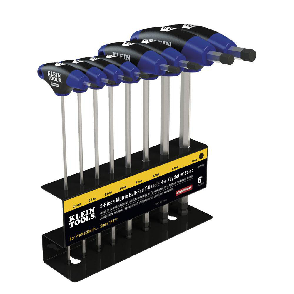 Klein Tools JTH68MB 8 Piece T-Handle Cushion Grip Hex Key Set, With Stand