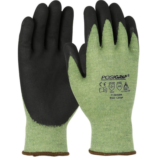 PIP 713KSSN/S Cut, Puncture & Abrasion-Resistant Gloves PosiGrip 713KSSN, Size Small, ANSI Cut A6, ANSI Puncture 3, Nitrile, Aramid & PolyKor