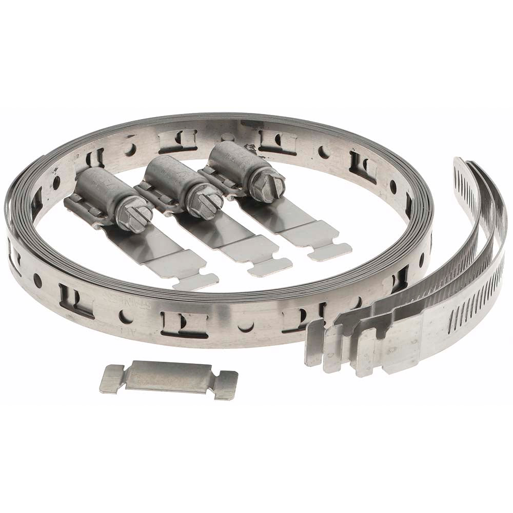 Value Collection BD24172 Hose Clamp Kits Includes 8.5 Feet of Perforated Band, 3 Screw Housings, 3 Slotted Fasteners and 3 Band Splices  Contents 8.5 Feet of Perforated Band, 3 Screw Housings, 3 Slotted Fasteners and 3 Band Splices  