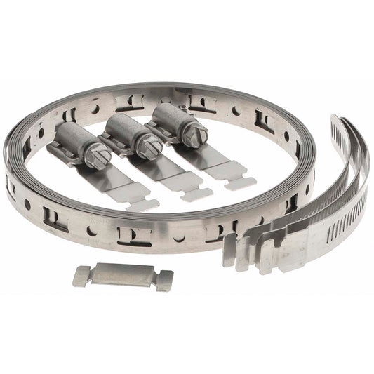 Value Collection BD24172 Hose Clamp Kits Includes 8.5 Feet of Perforated Band, 3 Screw Housings, 3 Slotted Fasteners and 3 Band Splices  Contents 8.5 Feet of Perforated Band, 3 Screw Housings, 3 Slotted Fasteners and 3 Band Splices  