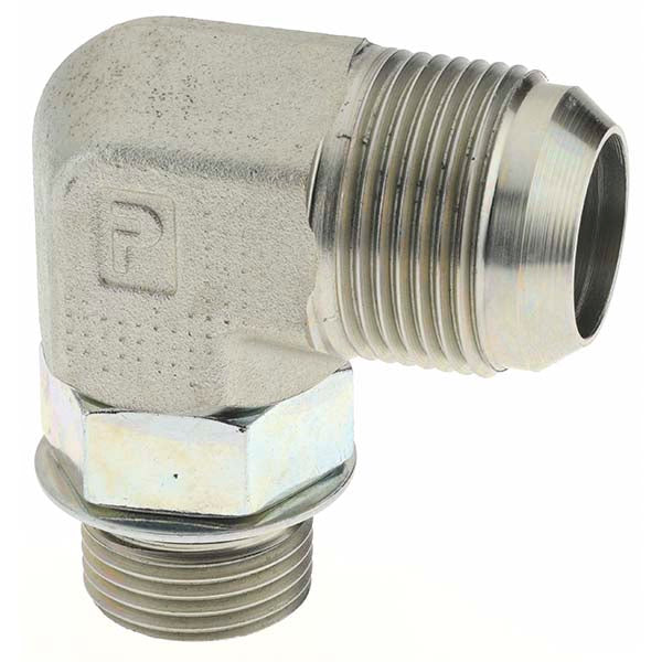 Parker BD-KP17756 Steel Flared Tube 90 &deg Elbow 1" Tube OD, 1-1/16-12 Thread, 37 &deg Flared Angle