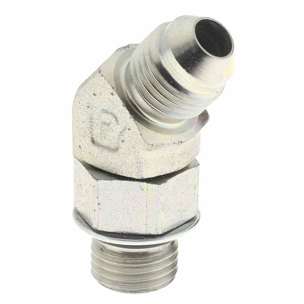Parker KP17689 Steel Flared Tube 45 &deg Elbow 5/16" Tube OD, 1/2-20 Thread, 37 &deg Flared Angle