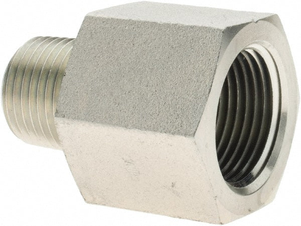 Parker PT-00046 Industrial Pipe Adapter 3/4" Female Thread, 1/2" Male Thread, MNPTF x FNPTF