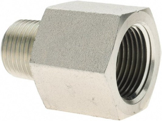 Parker PT-00046 Industrial Pipe Adapter 3/4" Female Thread, 1/2" Male Thread, MNPTF x FNPTF