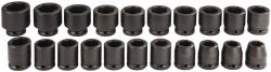 Proto J72103M Socket Set Standard & Impact, 21 Pc, 3/4" Drive, 19.00 mm Min, 41.00 mm Max