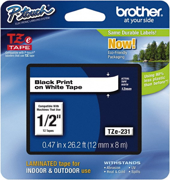 Brother TZE231G Label Tape 1/2" x 26.2', White