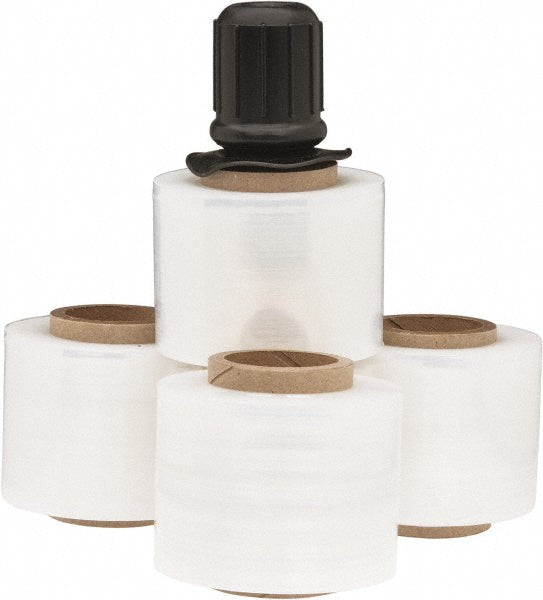 Stretch Associates QWP-120CLR-3 Pack of (4) Rolls 3" x 700' 120 Gauge Clear Bundling Stretch Film with Dispenser