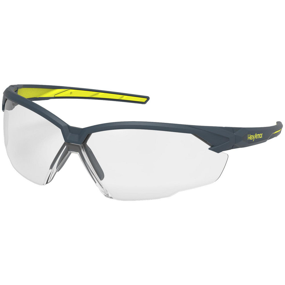 HexArmor 11-31010-05 Safety Glasses Glasses Style Clear  Lens Coating Anti-Fog Scratch-Resistant  Frame Style Half-Framed  Frame Design Wrap Around  Lens Color Clear  Frame Color Charcoal Yellow