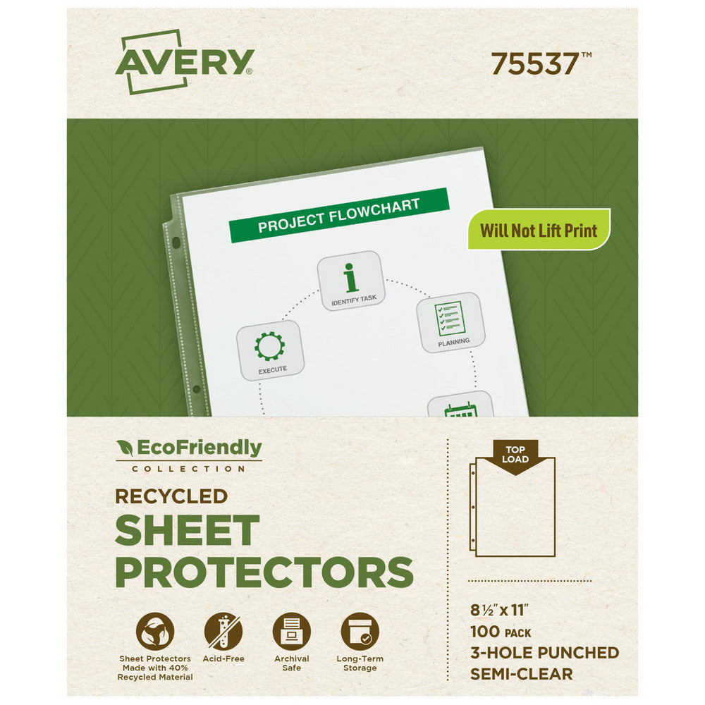 AVERY 75537 100 Pc Sheet Protector-Ring Binder Clear