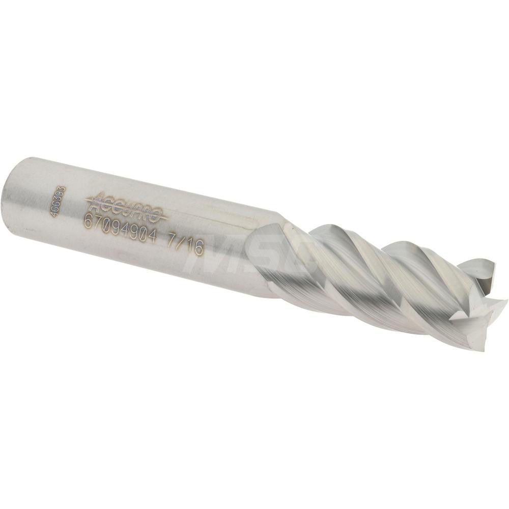 Accupro 67094904 Square End Mill 7/16'' Dia, 1'' LOC, 7/16'' Shank Dia, 2-3/4'' OAL, 4 Flutes, Solid Carbide