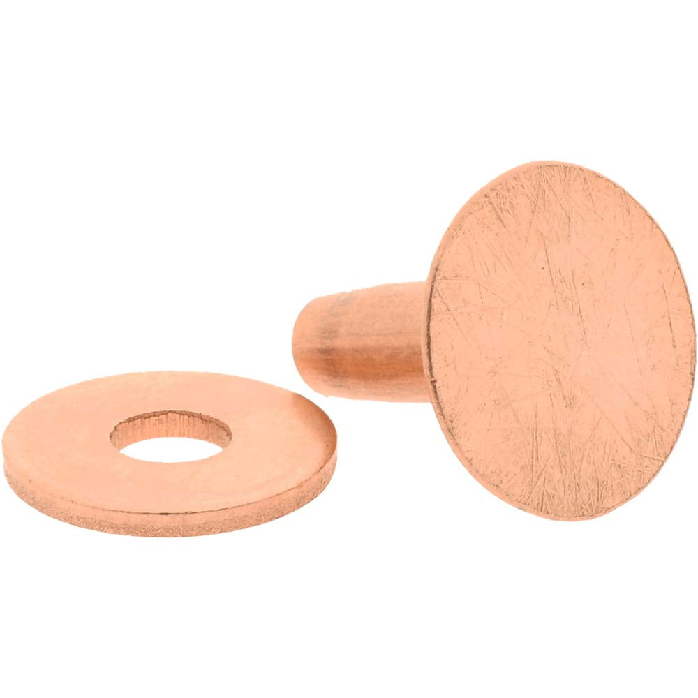 CLENDENIN BROTHERS, INC. 9A0832 #8 Wire Body Diam, Flat Copper Belt Rivet with Washer, 1 lb Pack