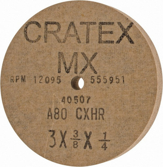 Cratex 40507 Surface Grinding Wheel 3" Dia, 3/8" Thick, 1/4" Hole, 80 Grit