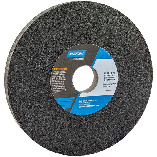 Norton 66252941498 Surface Grinding Wheel 7" Dia, 1/2" Thick, 1-1/4" Hole, 60 Grit, O Hardness