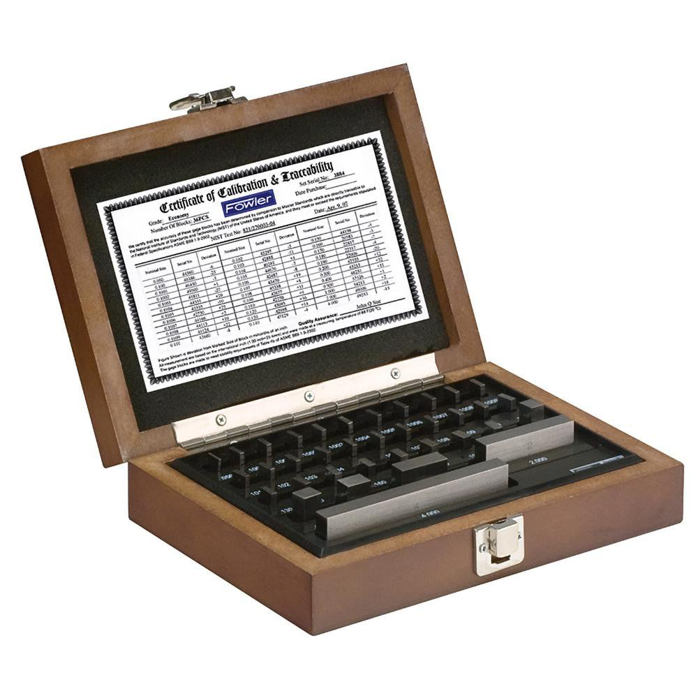 Fowler 53-672-036-0 Gage Block Set 0.05 to 4'' Range, 36 Pc, Economy Grade, Steel