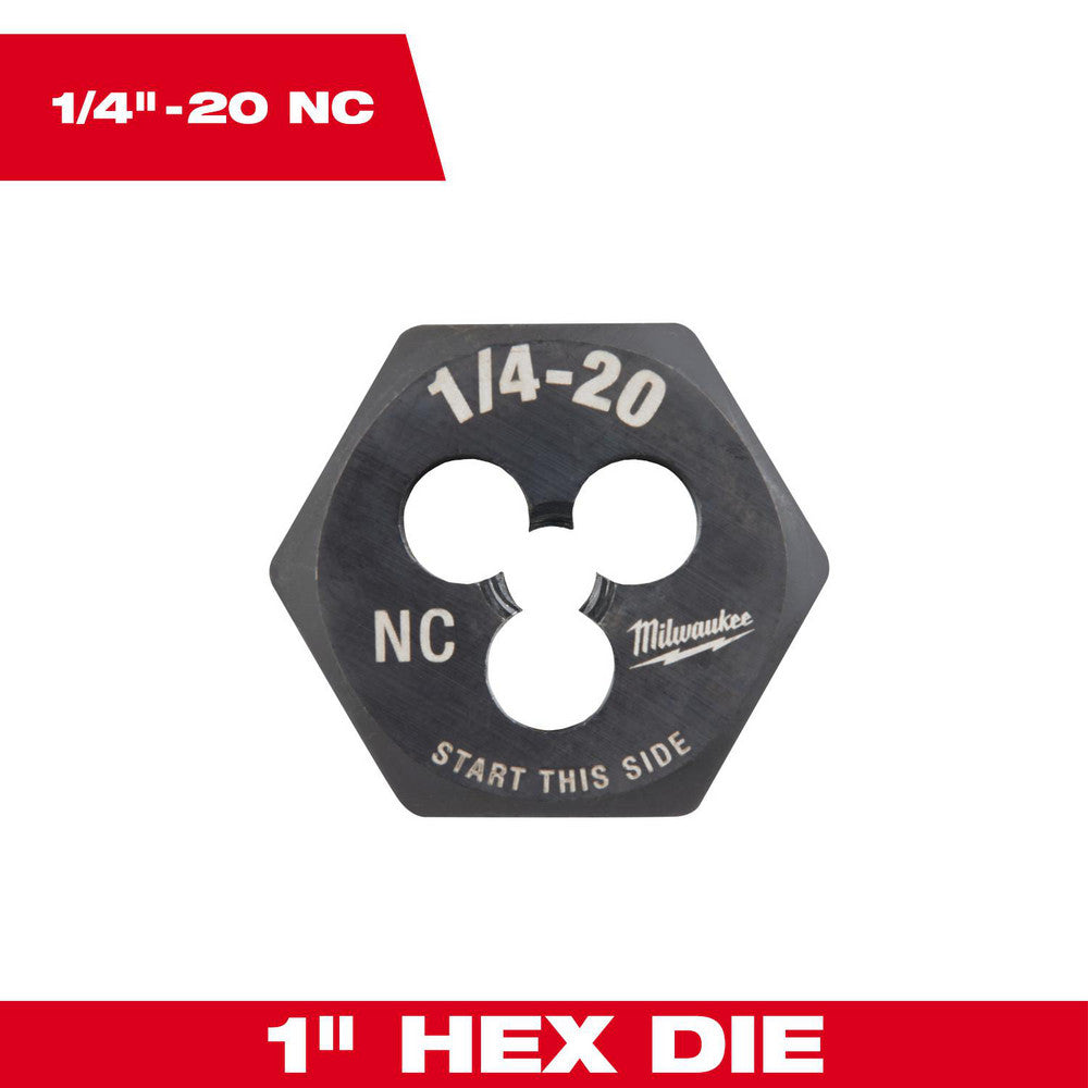 Milwaukee Tool 49-57-5334 Hex Rethreading Dies Thread Size (Inch) 1/4-20  Material Carbon Steel  Thread Direction Right Hand  Thread Standard UNC  Series Hex-LOK  Hex Size (Decimal Inch) 1.0000