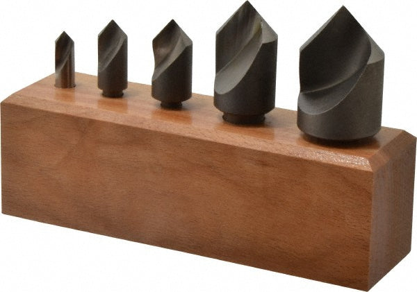 Keo 919-000-051 Countersink Set 5 Pc, 1/4 to 1" Head Dia, 1 Flute, 82 &deg Included Angle