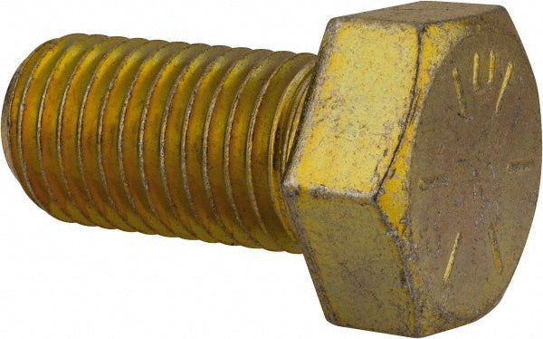 HHCS Made In USA 39214 Hex Head Cap Screw 1-8 x 2", Grade 8 Steel, Zinc Yellow Dichromate Finish