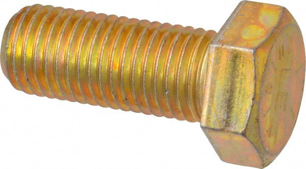 HHCS Made In USA 39216 Hex Head Cap Screw 1-8 x 2-1/2", Grade 8 Steel, Zinc Yellow Dichromate Finish