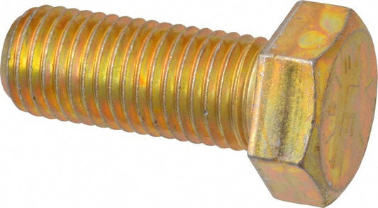 HHCS Made In USA 39216 Hex Head Cap Screw 1-8 x 2-1/2", Grade 8 Steel, Zinc Yellow Dichromate Finish