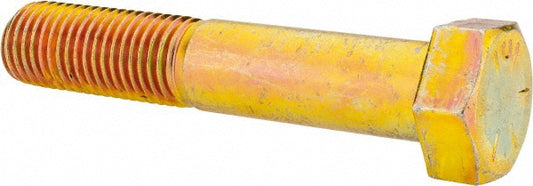 HHCS Made In USA 39224 Hex Head Cap Screw 1-8 x 5-1/2", Grade 8 Steel, Zinc Yellow Dichromate Finish