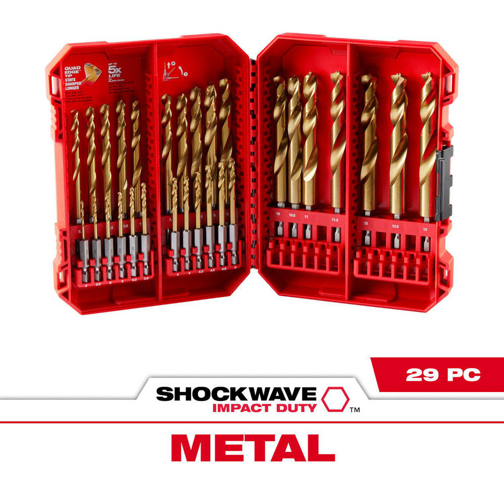 Milwaukee Tool 48-89-4862 Drill Bit Sets Drill Bit Set Type Hex Shank Drill Bits  Number of Pieces 29  Tool Material High-Speed Steel  Coating/Finish TiN  Minimum Drill Bit Size (mm) 2  Maximum Drill Bit Size (mm) 13