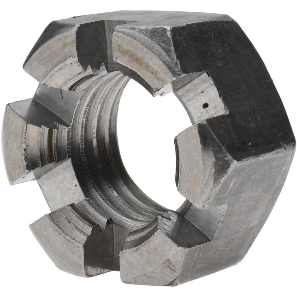 Value Collection SNI2100-025BX Slotted Lock Nut 1-8, Grade 2 Steel, Bright/Uncoated