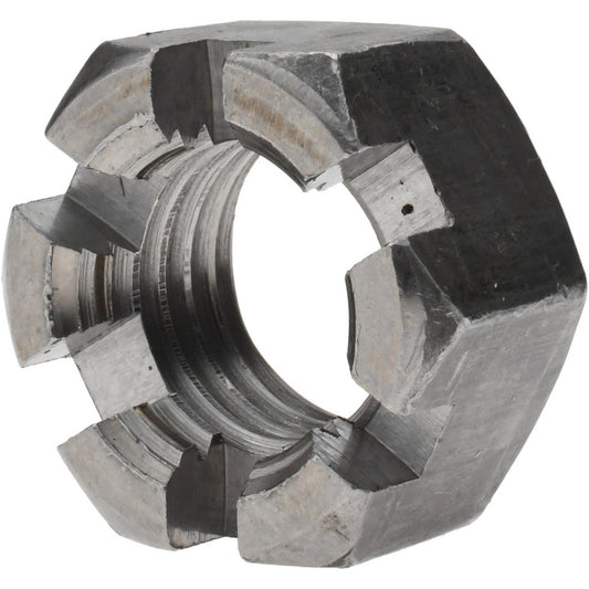 Value Collection SNI2100-025BX Slotted Lock Nut 1-8, Grade 2 Steel, Bright/Uncoated
