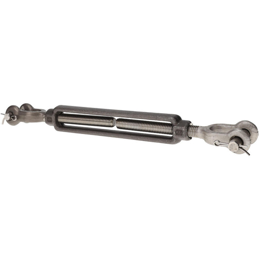 Edward W. Daniel Co SS11116 2,200 Lb Load Limit, 1/2" Thread Diam, 6" Take Up, Stainless Steel Jaw & Jaw Turnbuckle