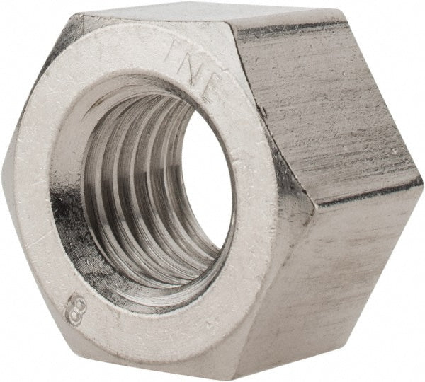 Value Collection R63081449 Heavy Hex Nut 1-8, Grade 18-8 Stainless Steel, Bright/Uncoated Finish