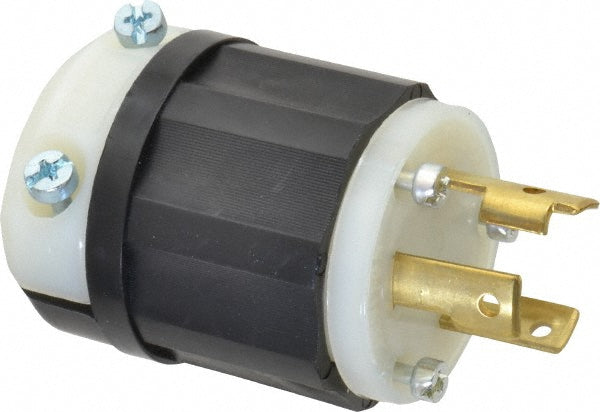 Leviton 2621 Locking Inlet Plug, Industrial, L6-30P, 250V, Black & White